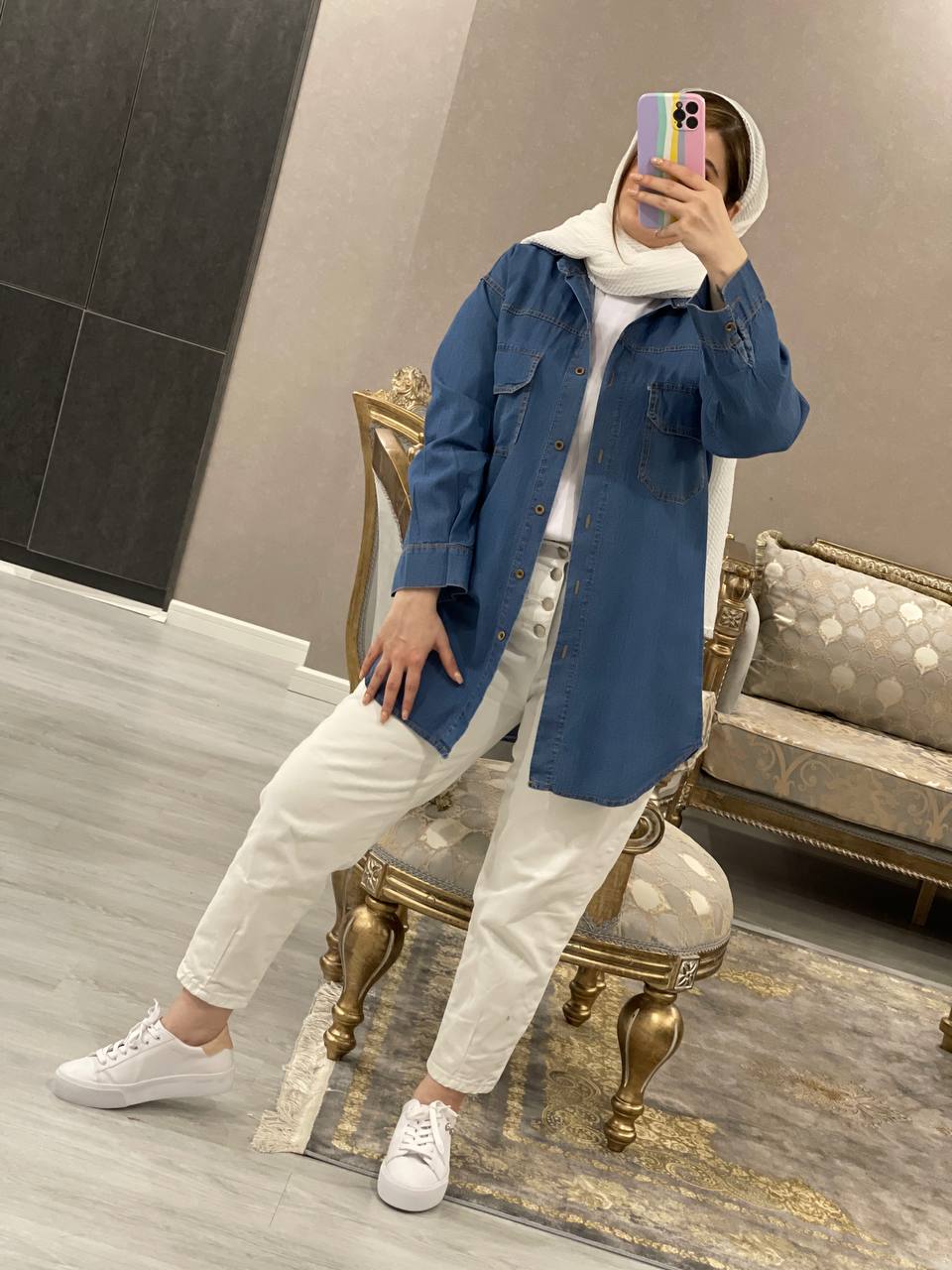 مانتو جین شومیزی 2جیب بالا ماهوت کد0635