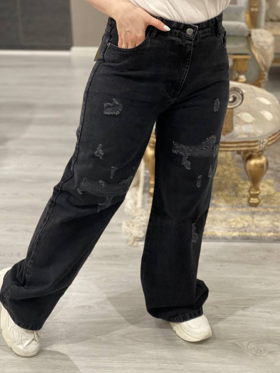 شلوار بگ فاق بلند ذغالی کد11107