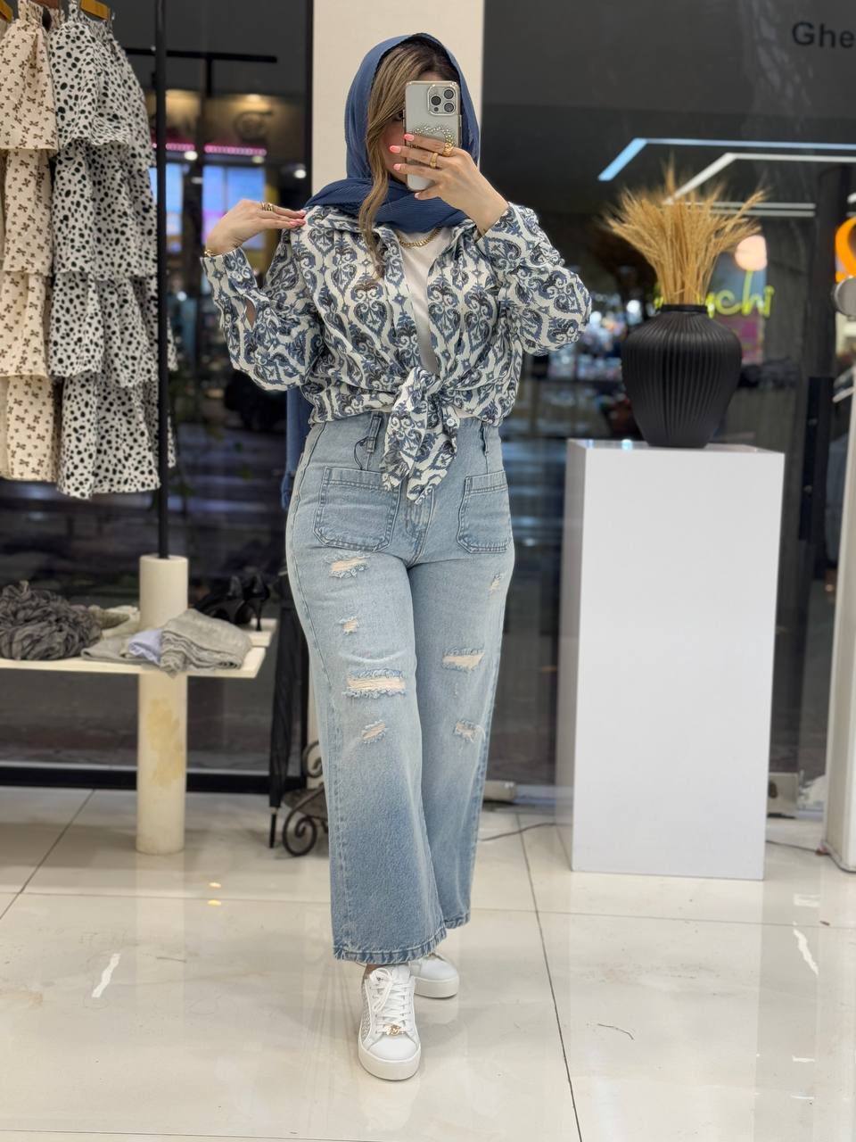 شلوار واید لگ آبی روشن 150290