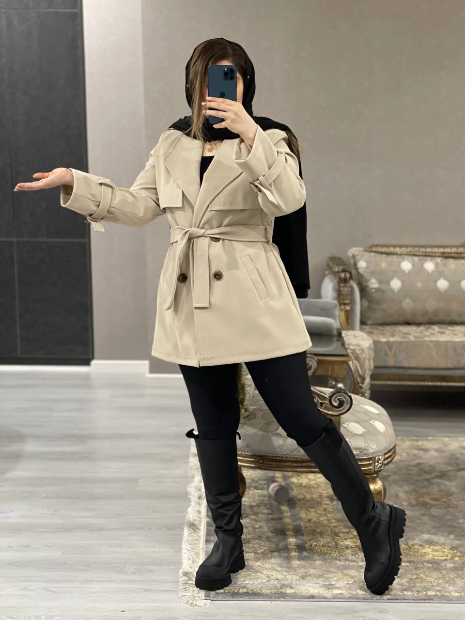 پالتو چرم طرحدار مهرخ 