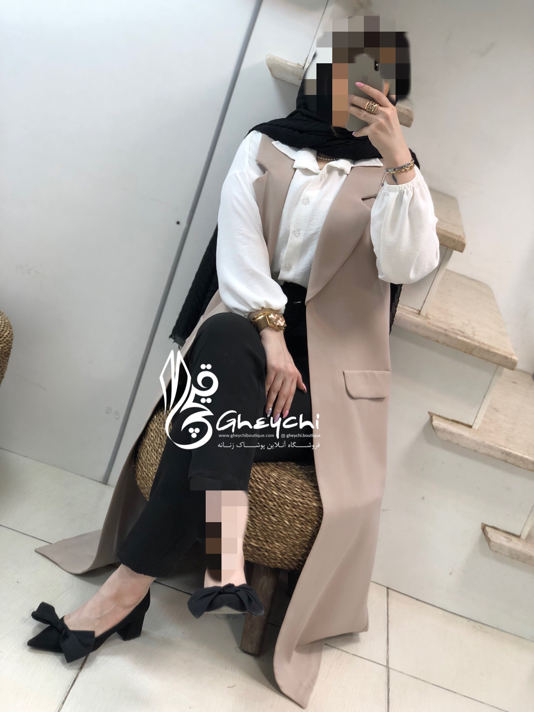 ست شومیز سارافون یقه برگی مزونی058