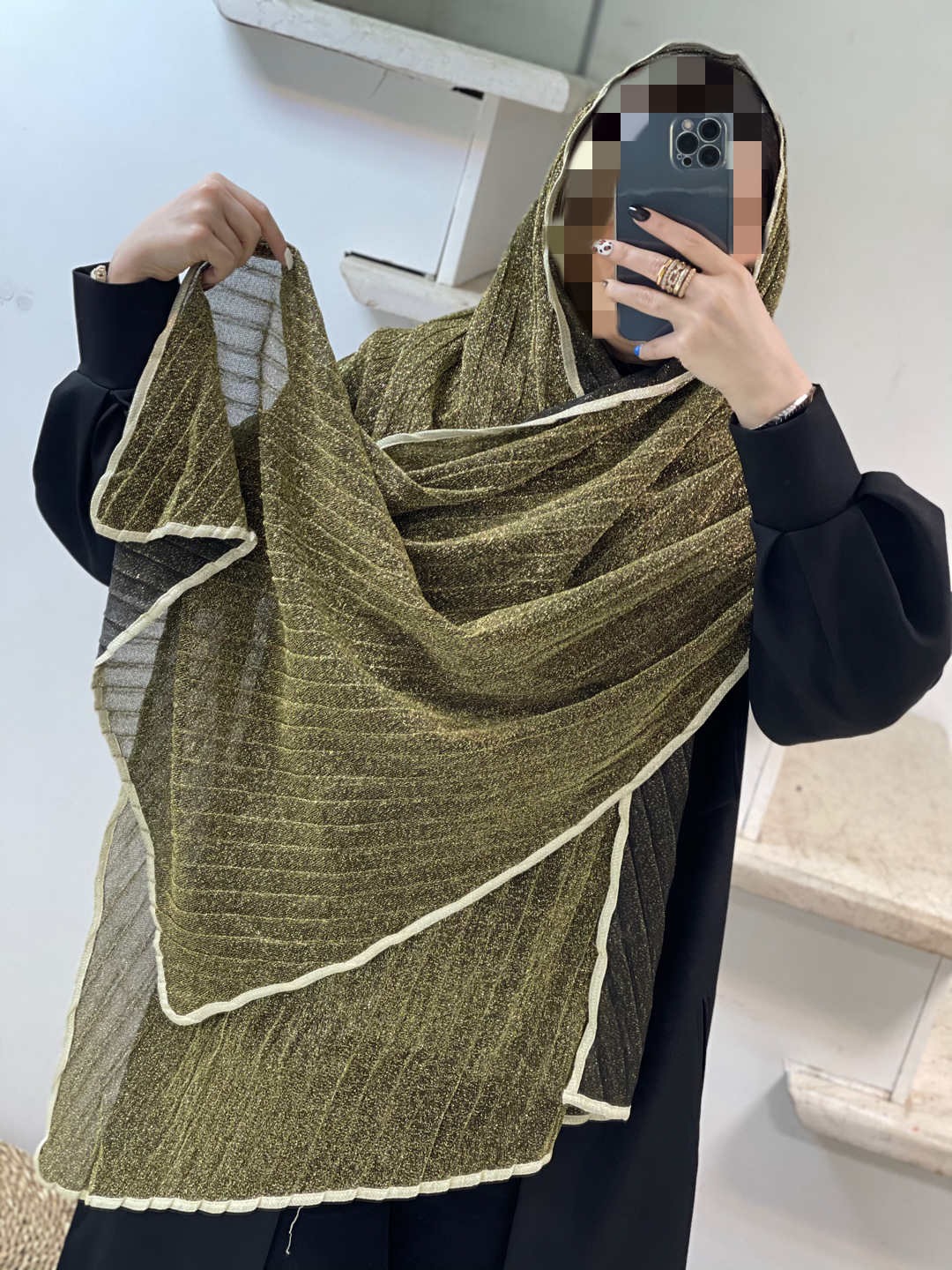 شال پلیسه لمه دورکادری کد0114