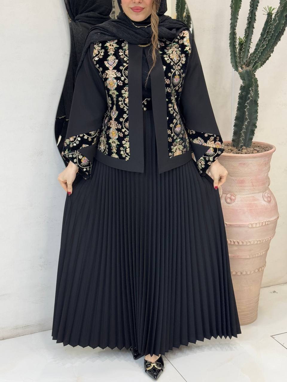 کت دامن پلیسه سوزن دوزی سیوا