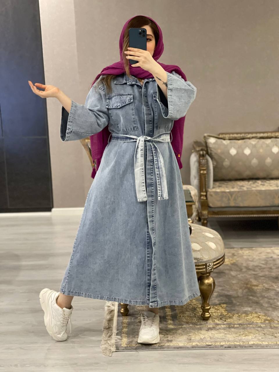 مانتو جین بلند پرند